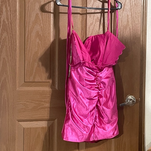 Vibrant Pink Strapless Prom Dress - Picture 5 of 9